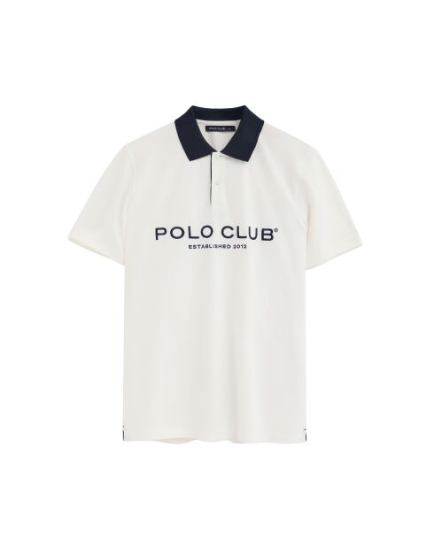 Jacques ecru katoenen polo met korte mouwen