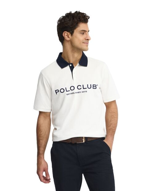 Jacques ecru katoenen polo met korte mouwen