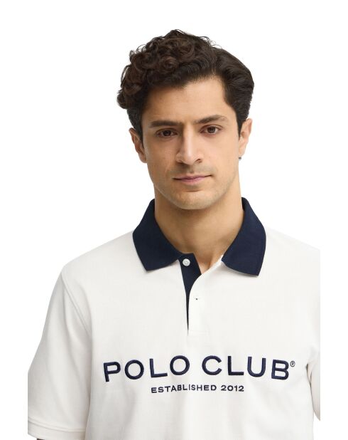 Jacques ecru katoenen polo met korte mouwen