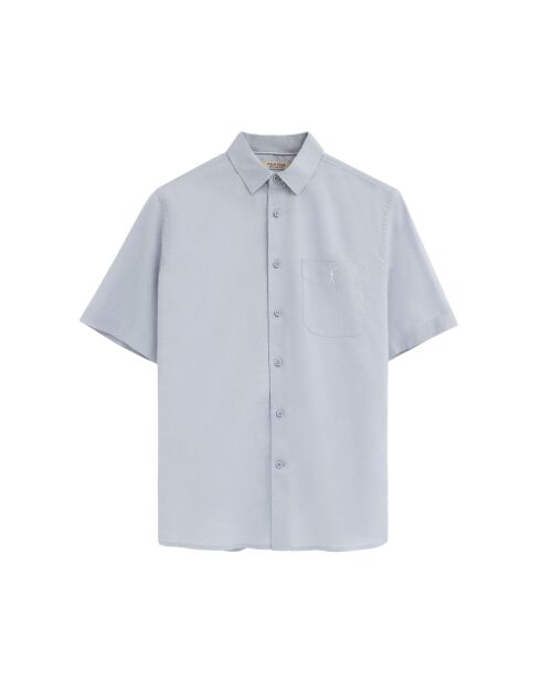 Camicia a manica corta Robin baby in misto lino blu