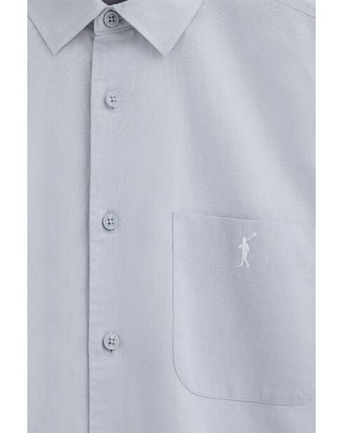 Camicia a manica corta Robin baby in misto lino blu