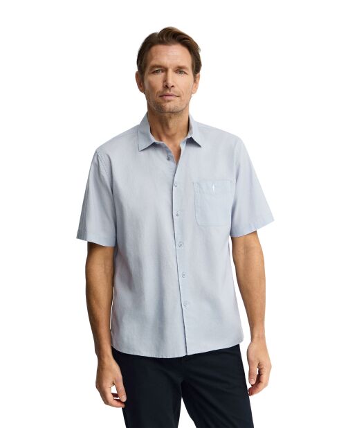 Camicia a manica corta Robin baby in misto lino blu