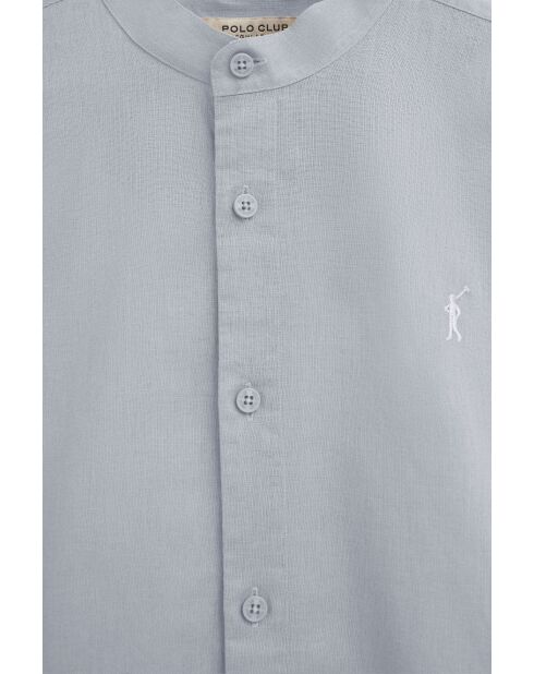 Camicia Martial baby blu in misto lino a maniche lunghe