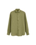 Camicia a manica lunga Norbert in lino verde