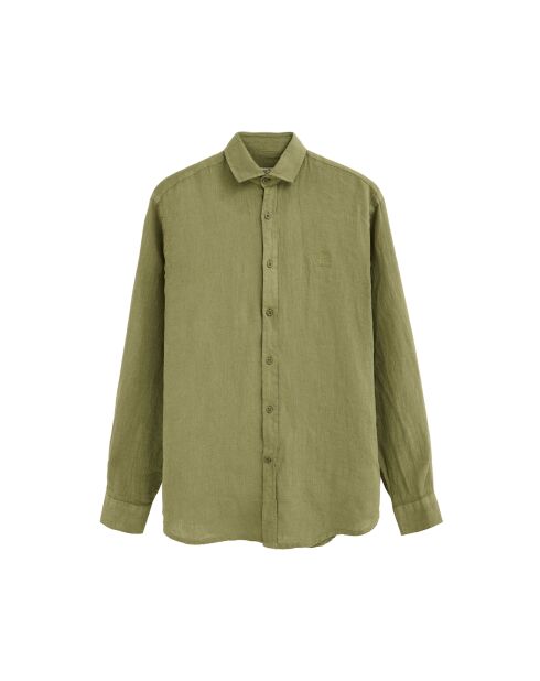 Camicia a manica lunga Norbert in lino verde