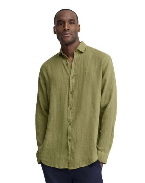 Camicia a manica lunga Norbert in lino verde