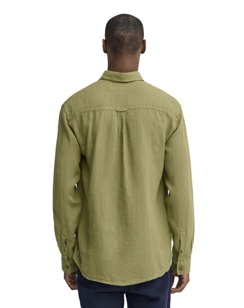 Camicia a manica lunga Norbert in lino verde