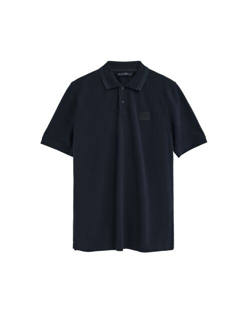 Marineblauwe katoenen polo met korte mouwen van François