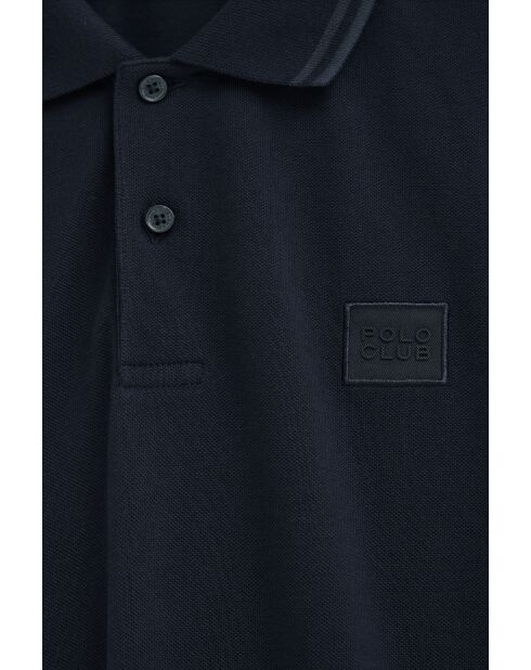 Marineblauwe katoenen polo met korte mouwen van François