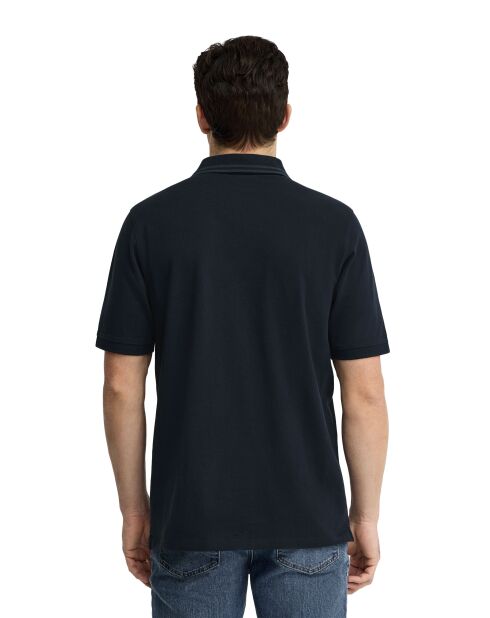 Marineblauwe katoenen polo met korte mouwen van François