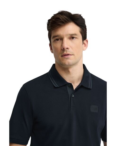 Marineblauwe katoenen polo met korte mouwen van François