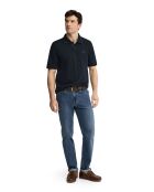 Marineblauwe katoenen polo met korte mouwen van François