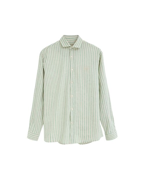 Camicia a manica lunga in misto lino verde Sacha