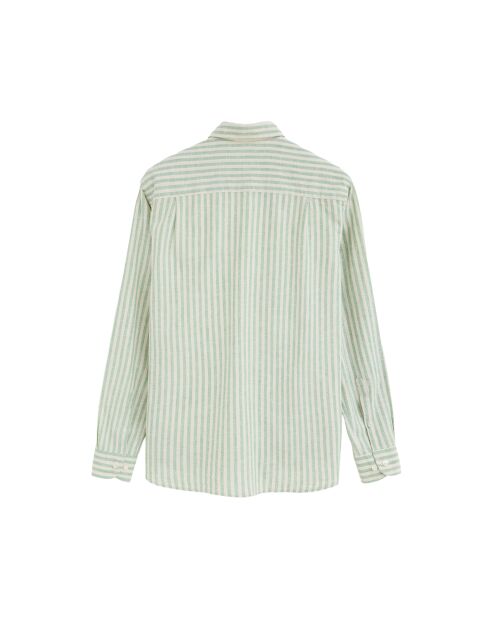 Camicia a manica lunga in misto lino verde Sacha