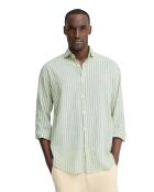 Camicia a manica lunga in misto lino verde Sacha