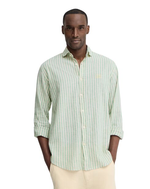 Camicia a manica lunga in misto lino verde Sacha