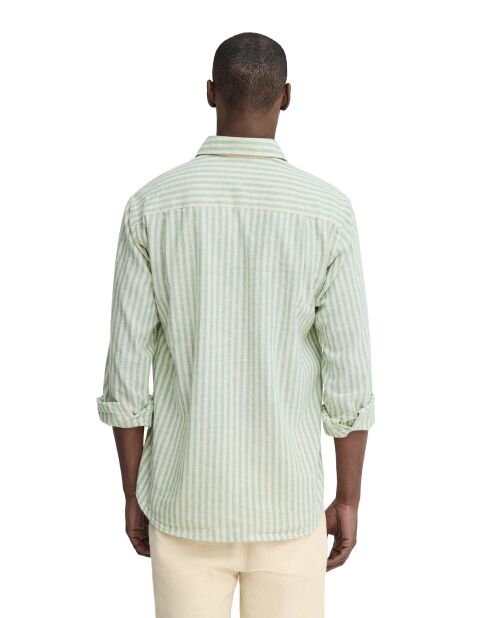 Camicia a manica lunga in misto lino verde Sacha