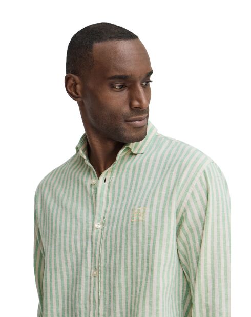 Camicia a manica lunga in misto lino verde Sacha