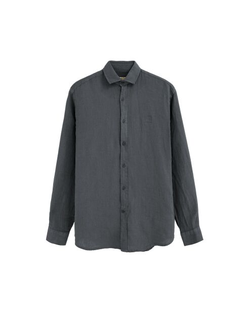 Camicia a maniche lunghe in lino grigio pietra Octave