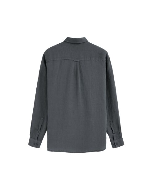 Camicia a maniche lunghe in lino grigio pietra Octave