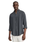 Camicia a maniche lunghe in lino grigio pietra Octave