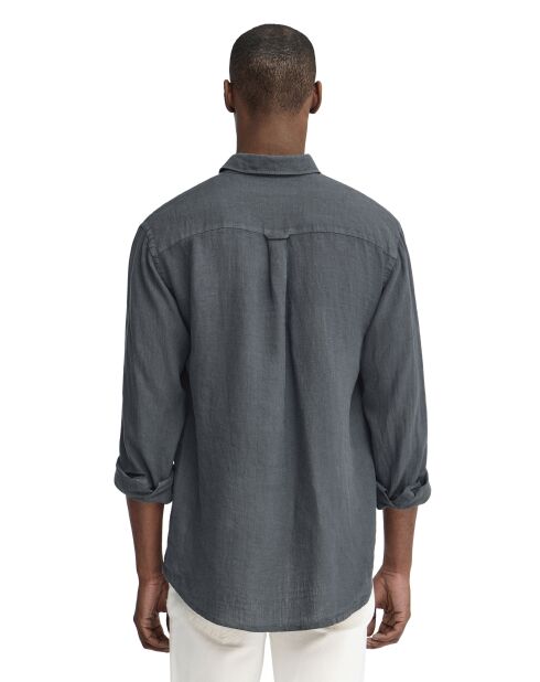 Camicia a maniche lunghe in lino grigio pietra Octave