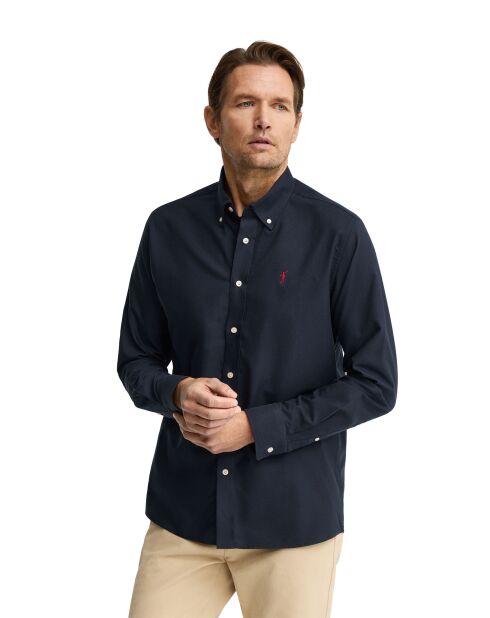 Camicia a manica lunga in cotone blu Honoré