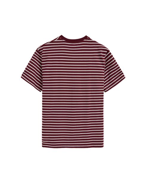 T-Shirt à manches courtes en coton Marc garnet-ecru