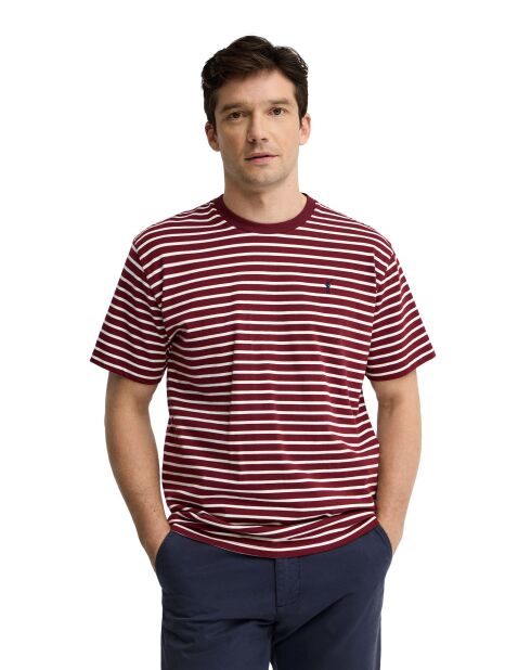 T-Shirt à manches courtes en coton Marc garnet-ecru