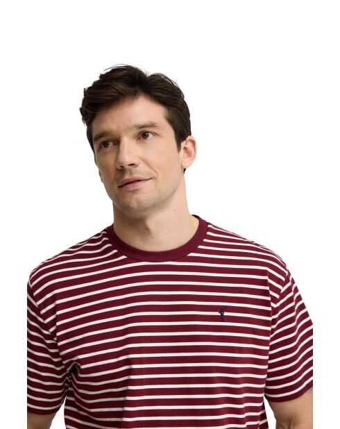 T-Shirt à manches courtes en coton Marc garnet-ecru