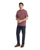 T-Shirt à manches courtes en coton Marc garnet-ecru