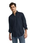 Camicia Léandre navy a manica lunga in misto lino