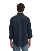 Camicia Léandre navy a manica lunga in misto lino