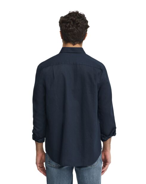 Camicia Léandre navy a manica lunga in misto lino