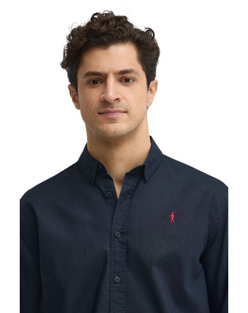 Camicia Léandre navy a manica lunga in misto lino