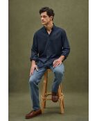 Camicia Léandre navy a manica lunga in misto lino
