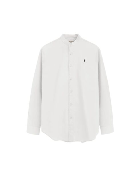 Camicia a maniche lunghe in misto lino bianco Marceau