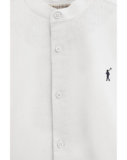 Camicia a maniche lunghe in misto lino bianco Marceau