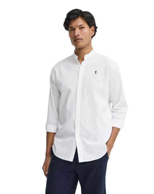 Camicia a maniche lunghe in misto lino bianco Marceau