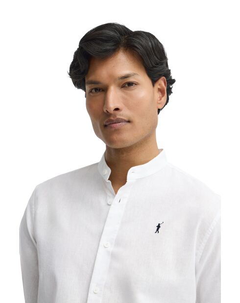 Camicia a maniche lunghe in misto lino bianco Marceau