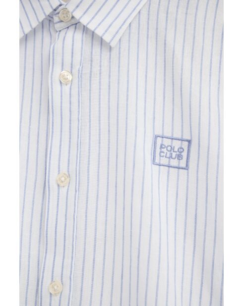 Camicia a maniche lunghe Théophile in misto lino bianco