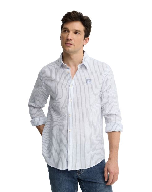 Camicia a maniche lunghe Théophile in misto lino bianco