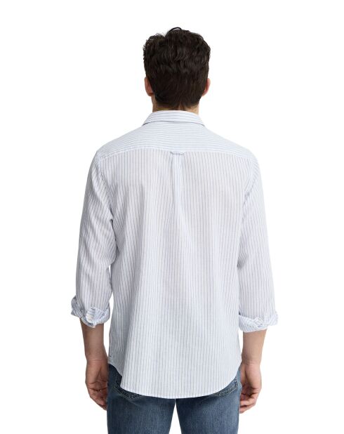 Camicia a maniche lunghe Théophile in misto lino bianco