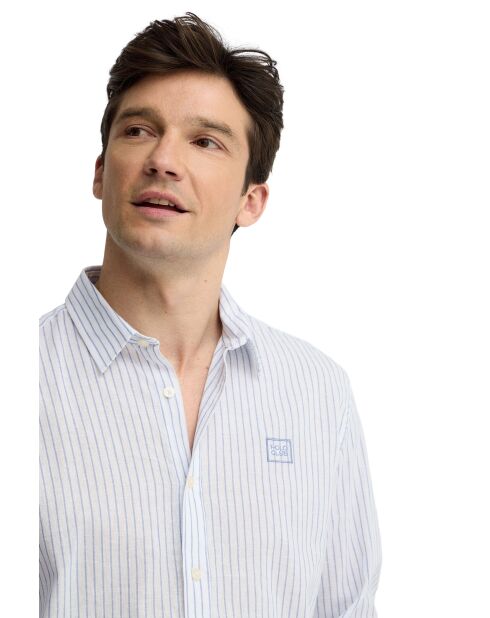 Camicia a maniche lunghe Théophile in misto lino bianco