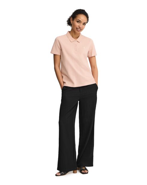 Anne Kurzarm-Poloshirt aus Baumwolle in Hellrosa