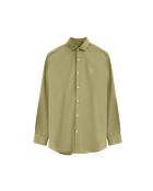 Camicia Laurentin in cotone a manica lunga verde foglia