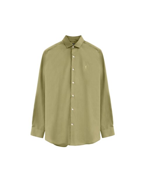 Camicia Laurentin in cotone a manica lunga verde foglia