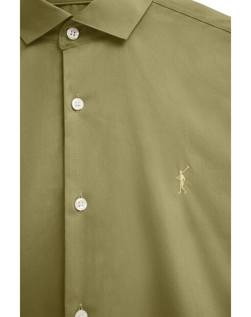Camicia Laurentin in cotone a manica lunga verde foglia