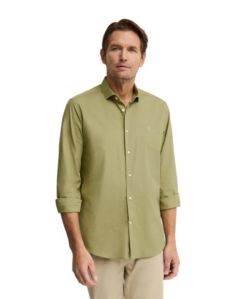 Camicia Laurentin in cotone a manica lunga verde foglia