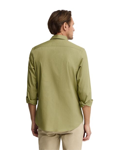 Camicia Laurentin in cotone a manica lunga verde foglia